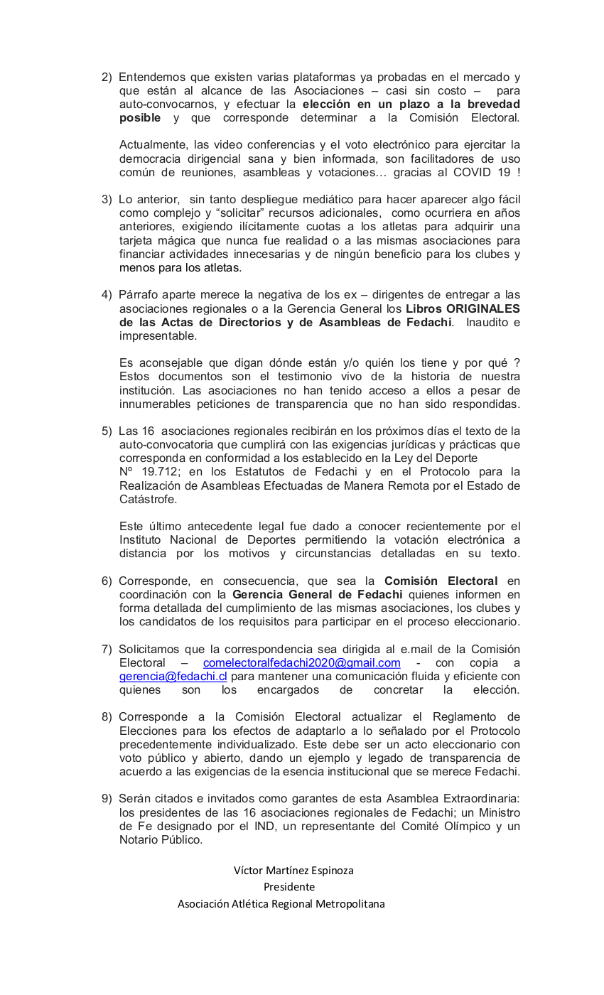 CARTA RESPUESTA A INSISTENCIA DEL «DIRECTORIO PROVISORIO» – Asociación  Atlética Regional Metropolitana -AARM